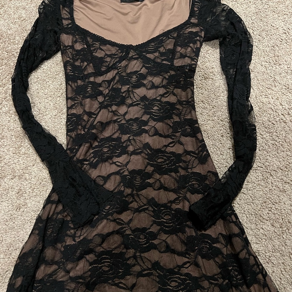 TIGER MIST Black Lace Overlay Dress